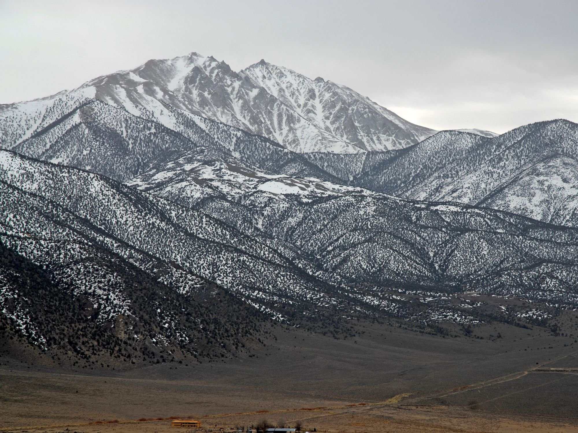 A snow dusted mountain.