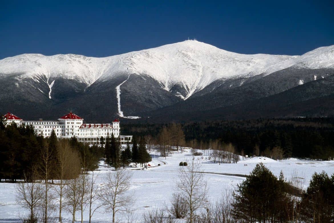 View of the Mount Washington Hotel and Resort in the White Mountains of New Hampshire in the winter. Photo: Carol M. Highsmith, Library of Congress, public domain.