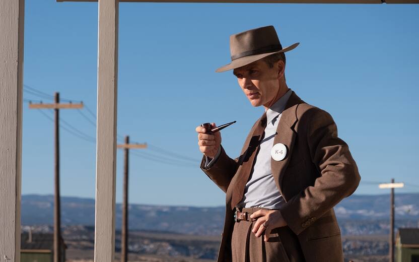 Cillian Murphy is J. Robert Oppenheimer in OPPENHEIMER, written, produced, and directed by Christopher Nolan.