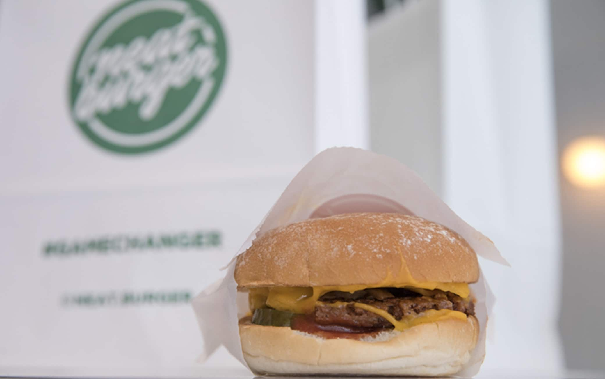 A Cheese Burger sits on display during the launch of the meat-free Neat Burger fast-food joint in London, U.K., on Monday, Sept. 2, 2019. Fast-food chains have been quick this year to offer plant-based meat and dairy substitutes in a race to win over consumers looking to cut down on animal protein, out of environmental or health concerns. Photographer: Jason Alden/Bloomberg via Getty Images