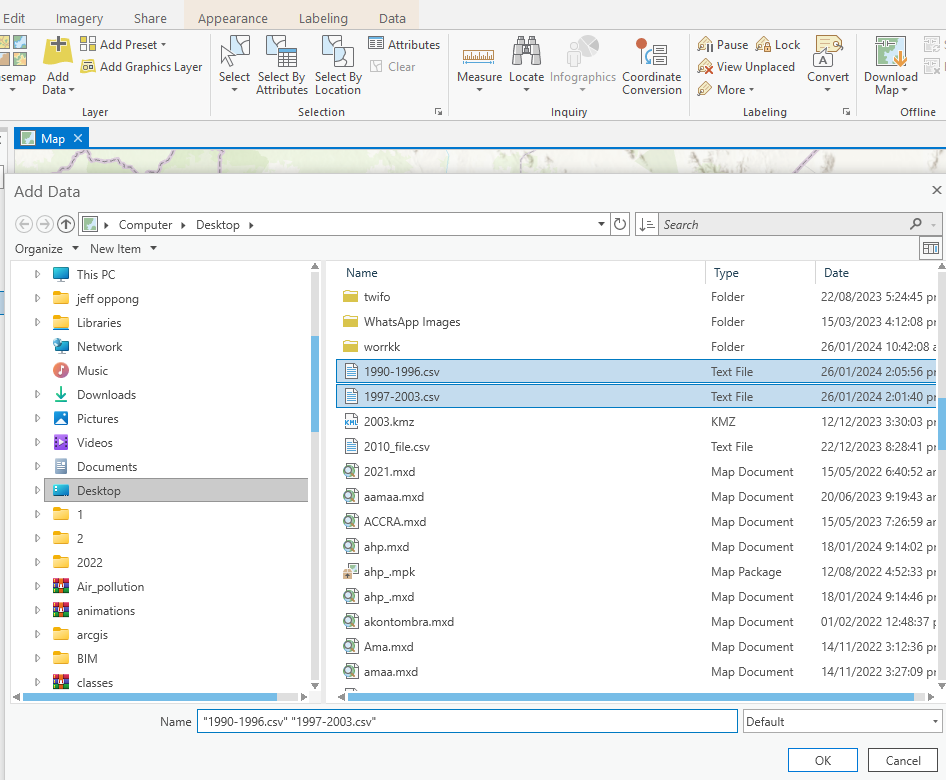 Screenshot showing how to browse to add data in ArcGIS Pro.