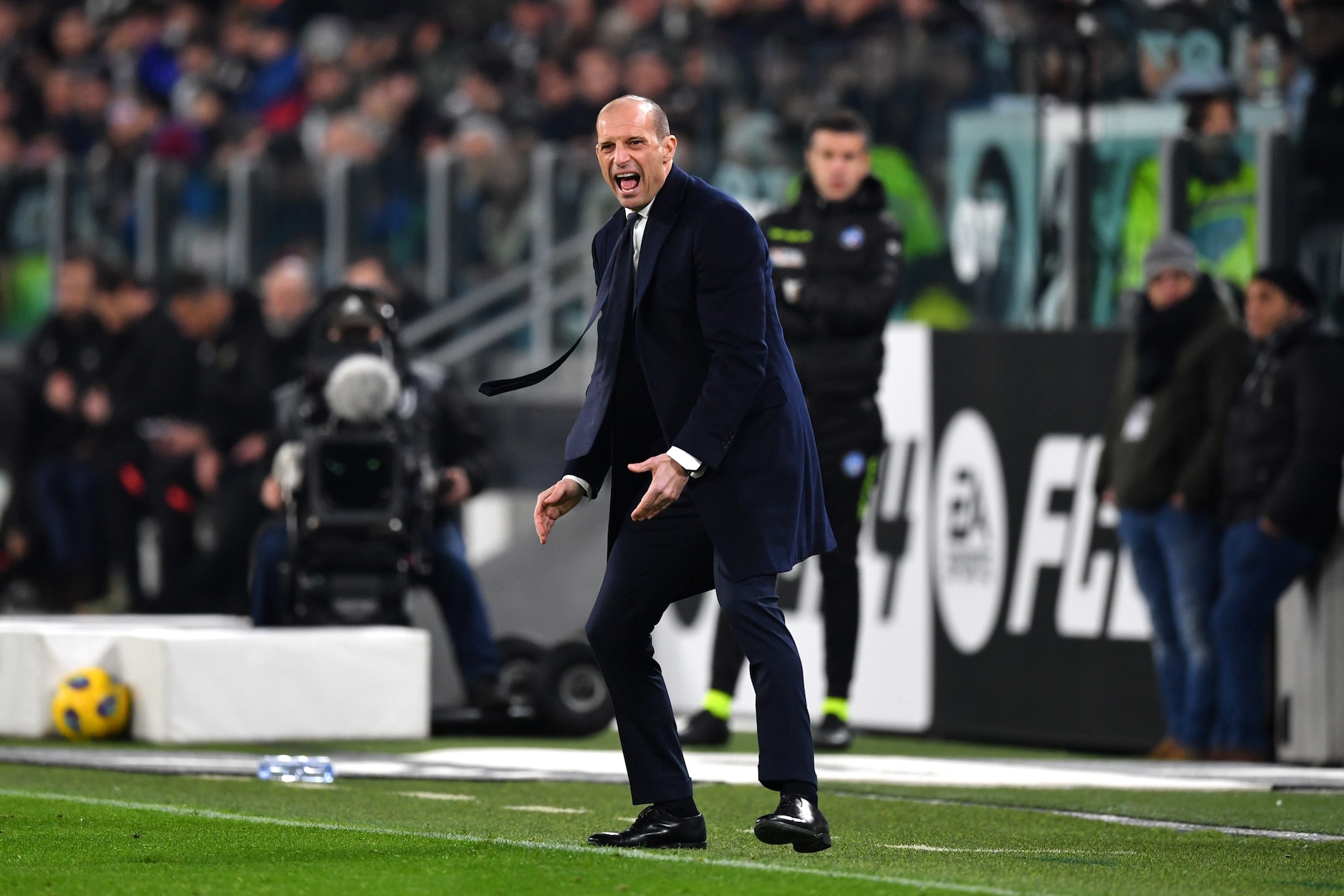 La grinta di Allegri durante Juventus-Udinese.