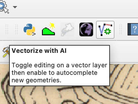 Screenshot showing the location of the "vectorize with AI" tool.