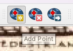 Screenshot showing the add point button in QGIS.