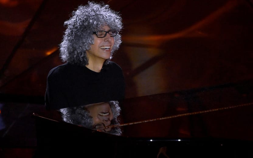 Italian music composer Giovanni Allevi performs on stage at the Ariston theatre during the 74th Sanremo Italian Song Festival, in Sanremo, Italy, 07 February 2024. The music festival will run from 06 to 10 February 2024. ANSA/RICCARDO ANTIMIANI