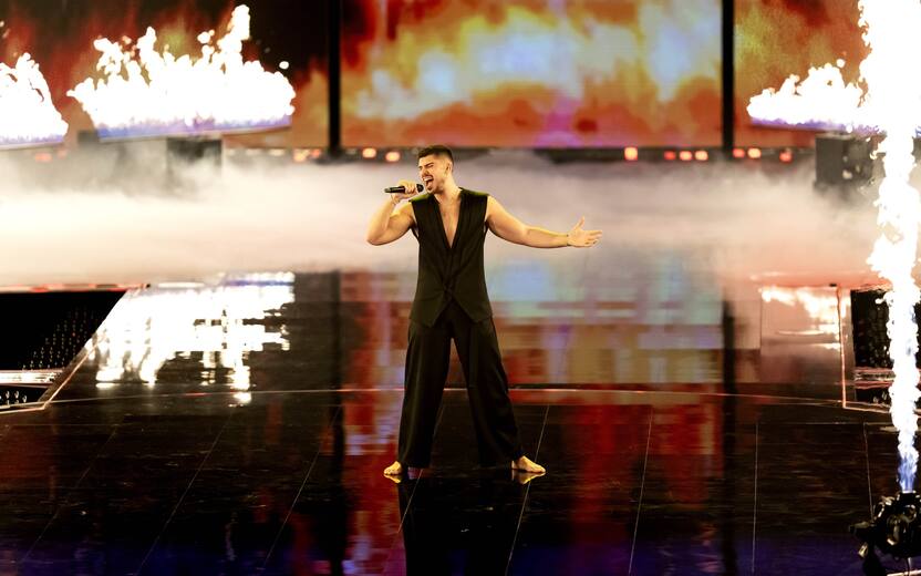 LIVERPOOL - Andrew Lambrou from Cyprus during the dress rehearsal for the second semifinal of the Eurovision Song Contest. ANP SANDER KONING netherlands out - belgium out(Photo by Sander Koning/ANP/Sipa USA)