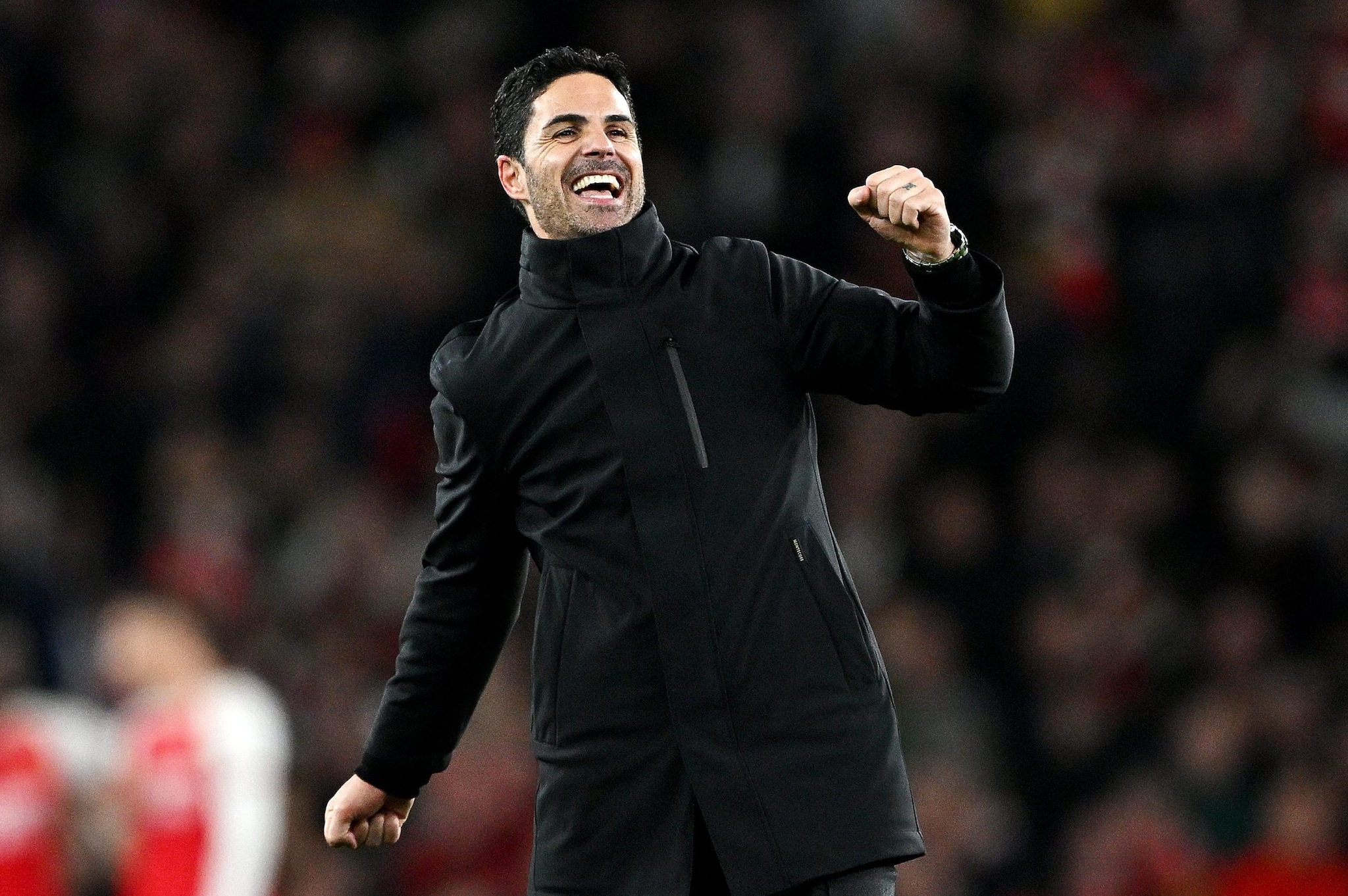 Mikel Arteta si lascia andare al termine di Arsenal-Liverpool