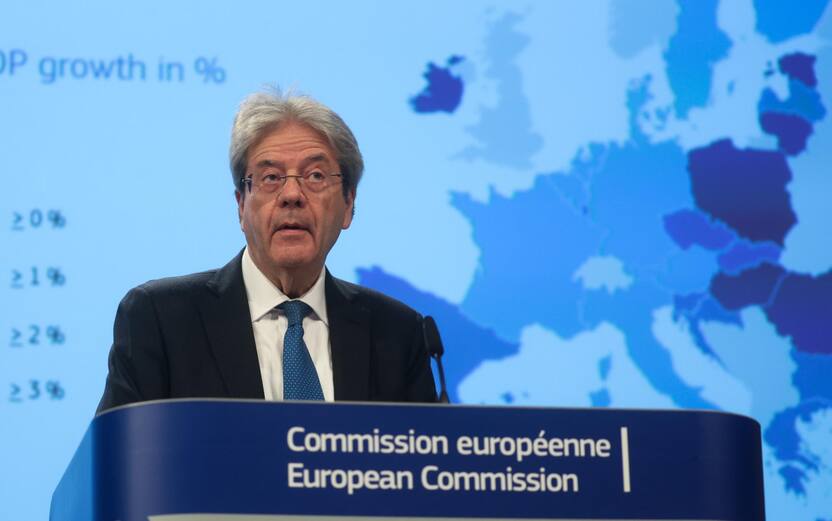 epa11154333 European Commissioner in charge of Economy, Paolo Gentiloni, gives a press conference on the 2024 Winter Economic Forecast in Brussels, Belgium, 15 February 2024. Following subdued growth last year, the EU economy has entered 2024 on a weaker footing than expected. The European Commission's Winter Interim Forecast revises growth in both the EU and the euro area down to 0.5 percent in 2023, from 0.6 percent projected in the Autumn Forecast, and to 0.9 percent (from 1.3 percent) in the EU and 0.8 percent (from 1.2 percent) in the euro area in 2024. In 2025, economic activity is still expected to expand by 1.7 percent in the EU and 1.5 percent in the euro area. EPA/OLIVIER HOSLET