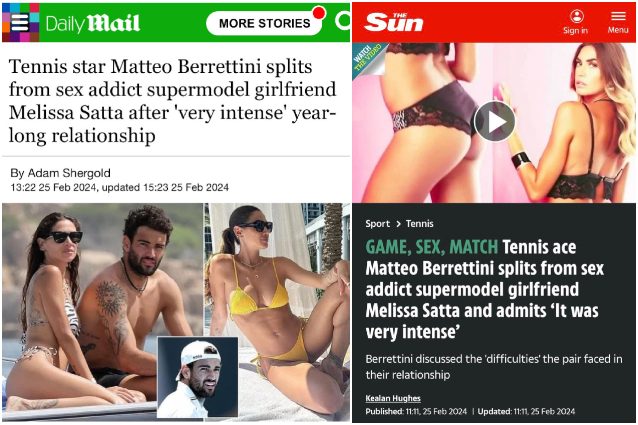 Alcuni dei giornali britannici che hanno usato l'espressione "sex addict" per definire Melissa Satta