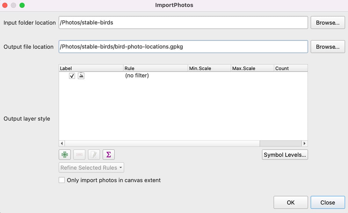 Screenshot showing the import photos interface.