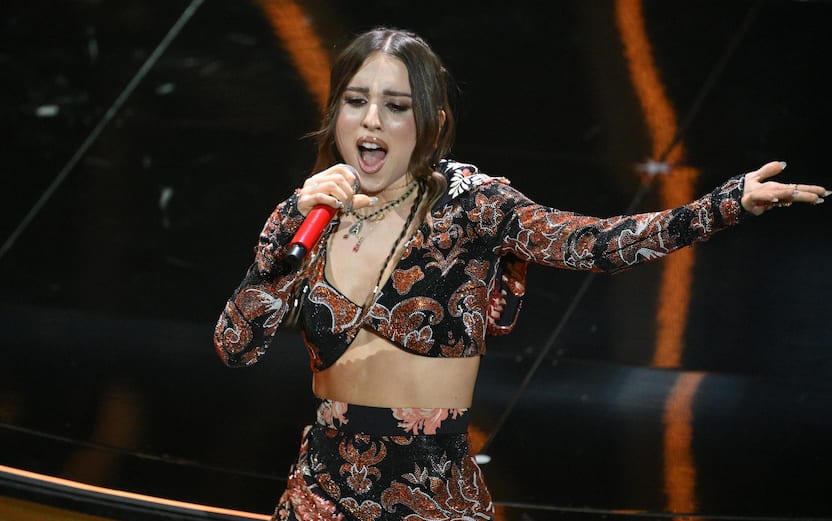 Italian singer Angelina Mango performs on stage at the Ariston theatre during the 74th Sanremo Italian Song Festival, Sanremo, Italy, 08 February 2024. The music festival will run from 06 to 10 February 2024. ANSA/ETTORE FERRARI