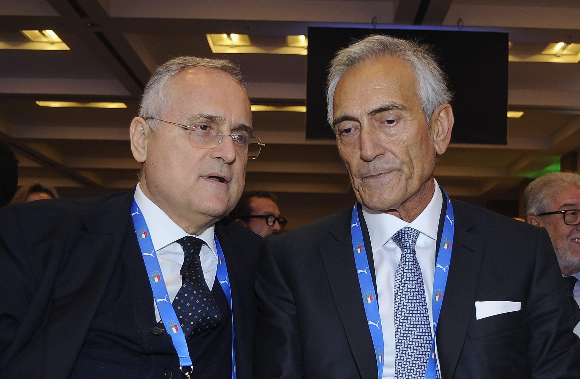 Il presidente della FIGC, Gravina, e Claudio Lotito patron della Lazio.