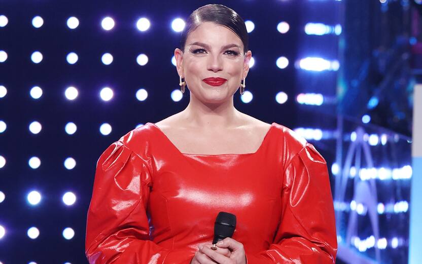 SANREMO, ITALY - DECEMBER 19: Emma Marrone attends Sanremo Giovani 2023 at CasinÃ² di Sanremo on December 19, 2023 in Sanremo, Italy. (Photo by Stefania D'Alessandro/Getty Images)