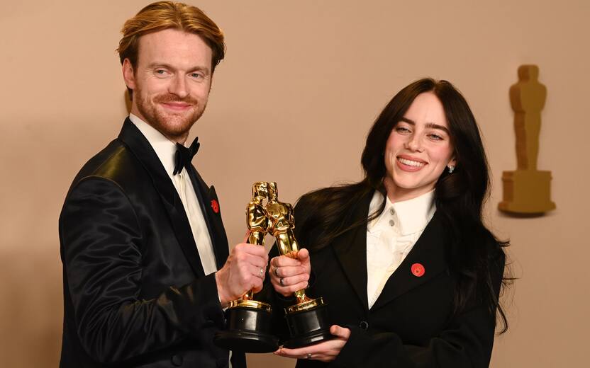 Mandatory Credit: Photo by David Fisher/Shutterstock (14370028kg) Music (Original Song) - "What Was I Made For?" from Barbie - Music and lyrics by Billie Eilish and Finneas O'Connell 96th Annual Academy Awards, Press Room, Los Angeles, California, USA - 10 Mar 2024