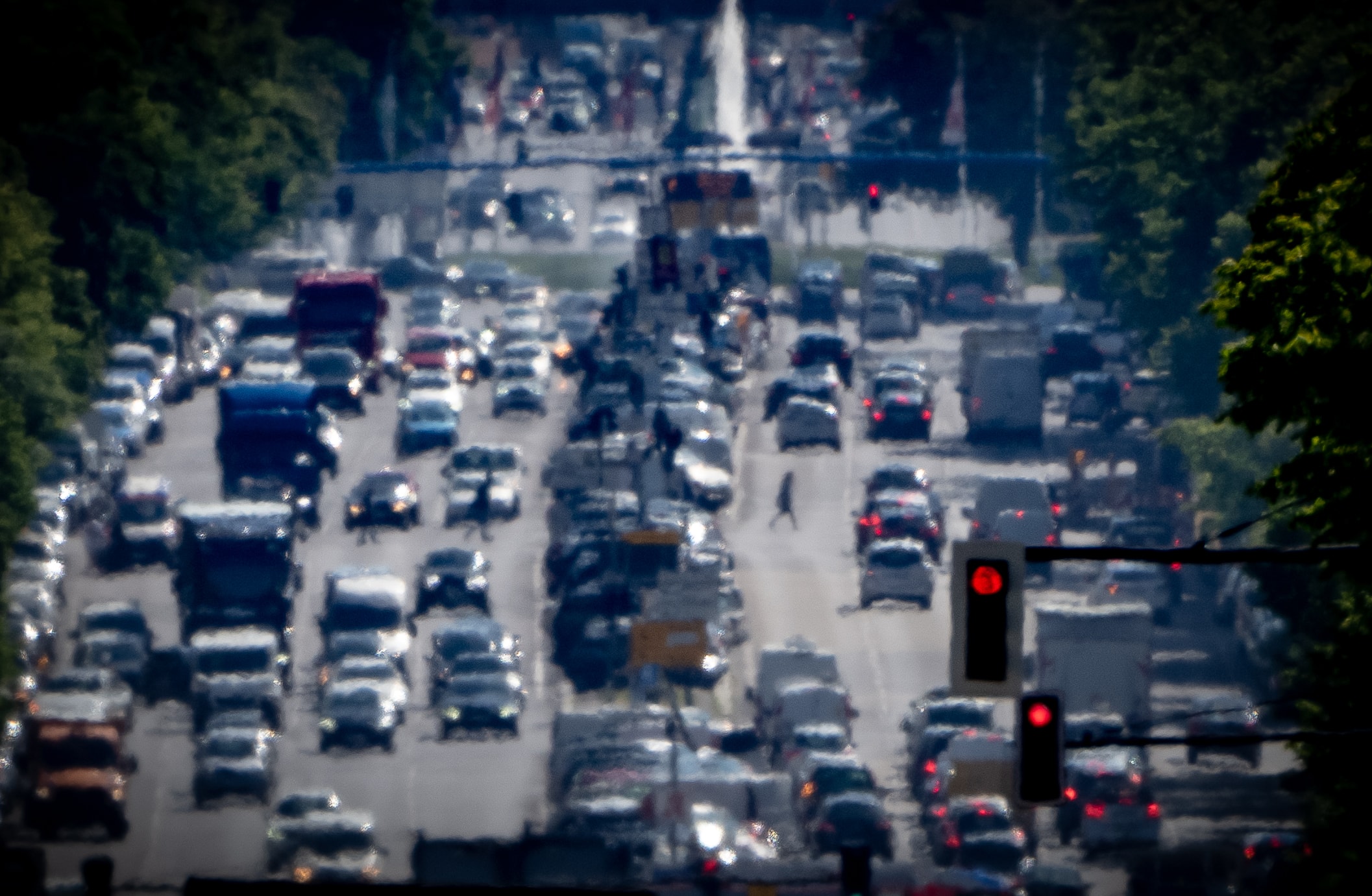 dpatop - PRODUCTION - 31 May 2021, Berlin: Cars, trucks and delivery vehicles drive into the city on Kaiserdamm in the capital. An ECJ ruling on the exceeding of the limit values for nitrogen dioxide is expected. The EU Commission has sued Germany for exceeding the annual and hourly limits for nitrogen dioxide in numerous areas since 2010. Germany is thus systematically violating the EU air quality directive and has done too little to keep this violation to a minimum. (to dpa "ECJ ruling on exceeding nitrogen dioxide limits in Germany") Photo: Michael Kappeler/dpa (Photo by Michael Kappeler/picture alliance via Getty Images)