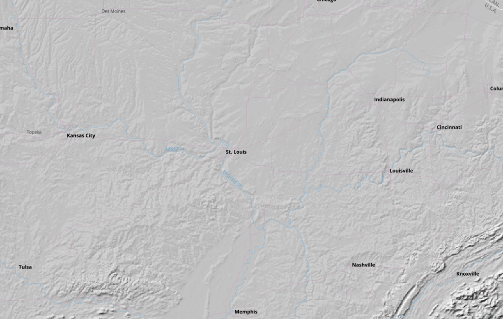 This 10 meters shaded relief was developed from downsampled SRTM Plus elevation data. Source: Natural Earth Data.