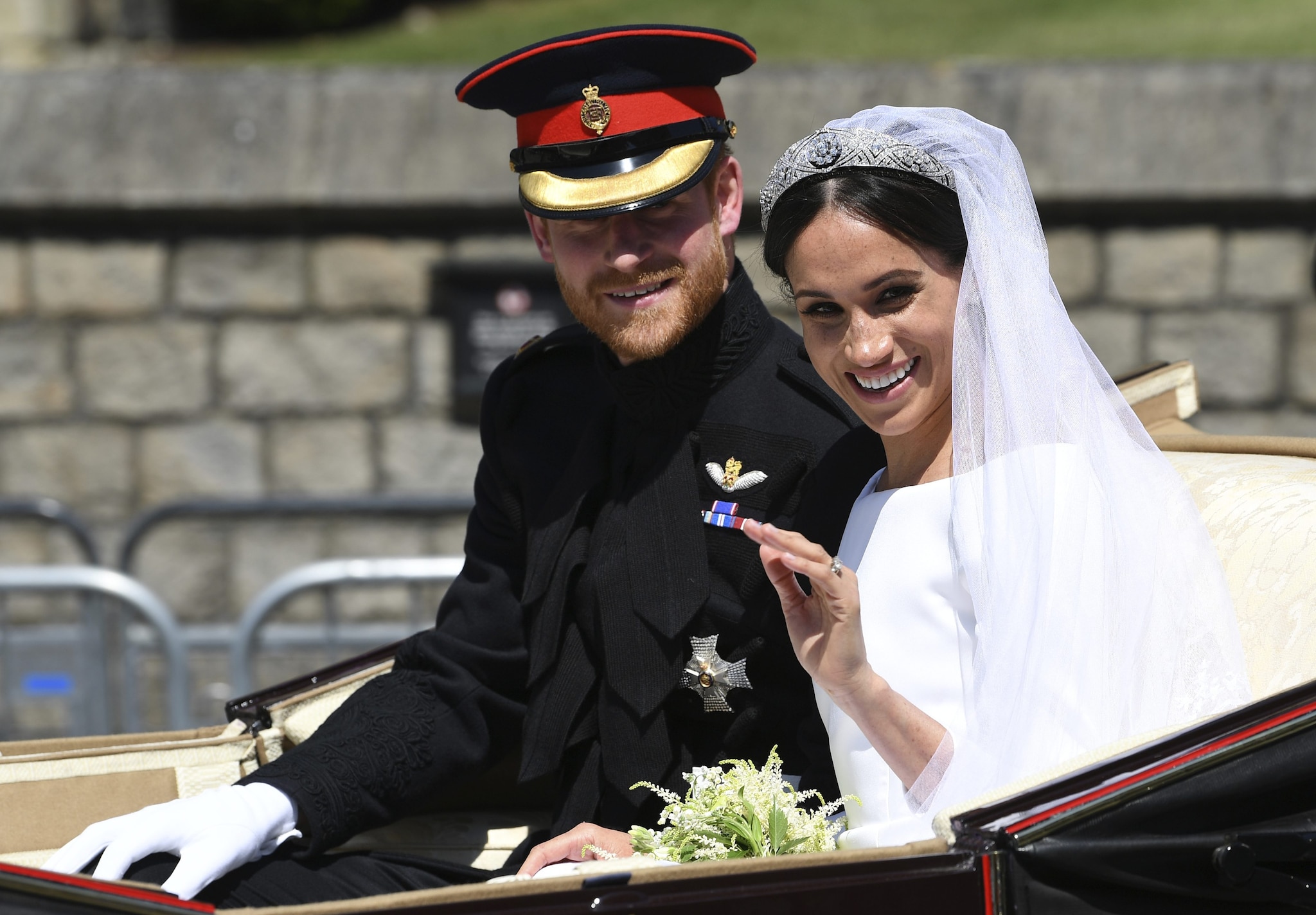 Harry e Meghan a bordo dell'Ascot Landou al loro Royal Wedding