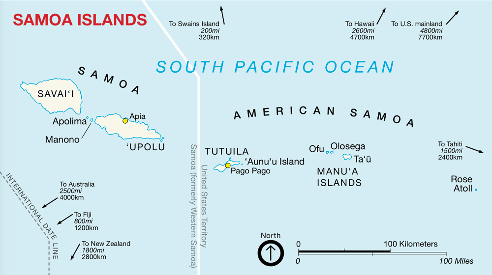 Map of the American Samoa islands. Source: NPS