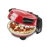 G3 Ferrari G10032 Pizzeria Snack Napoletana, Forno Pizza Plus Evo, Doppia Pietra Refrattaria (Diametro 31 Cm), 1200 W, Timer 5', Ricettario Incluso, Rosso