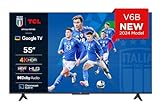 TCL 55V6B TV 55”, 4K HDR, Ultra HD, Google TV con design senza bordi, Dolby Audio, compatibile con Google Assistant e Alexa