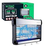 V-TAC Zanzariera Elettrica 20W con Area di Azione 80 m² - Design Sottile - Zanzariera con Luce Blu UV per Uso Interno ed Esterno - Trappola Elettrica contro Zanzare e Insetti - Potenza 20W