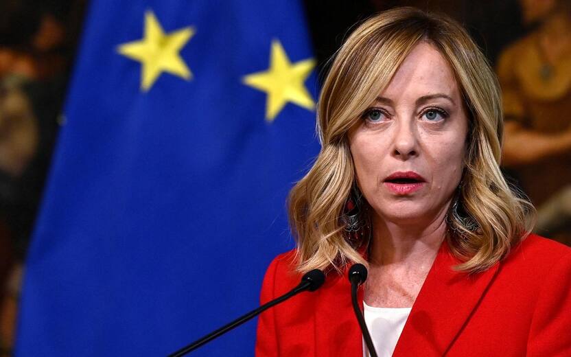 Italian Prime Minister Giorgia Meloni during a press conference after her meeting with Czech Prime Minister at Palazzo Chigi in Rome, Italy, 13 May 2024. ANSA/RICCARDO ANTIMIANI