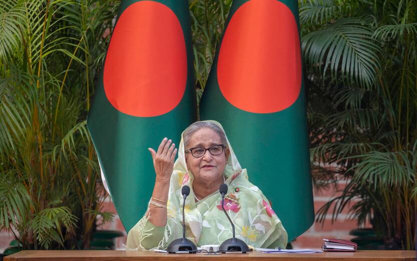 epa11064417 Bangladesh Prime Minister and Awami League President Sheikh Hasina addressing a meeting with foreign observers and journalists at the Prime Minister s resident at Gono Bhaban in Dhaka, Bangladesh, 08 January, 2024. Bangladesh s governing party, the Awami League, won the 12th Parliamentary elections, giving its Prime Minister Sheikh Hasina a fourth consecutive term. EPA/MONIRUL ALAM