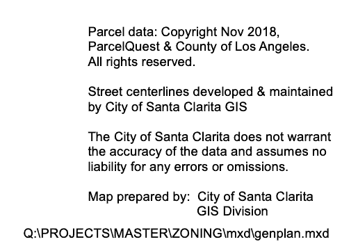 Metadata for the General Plan map, City of Santa Clarita. 