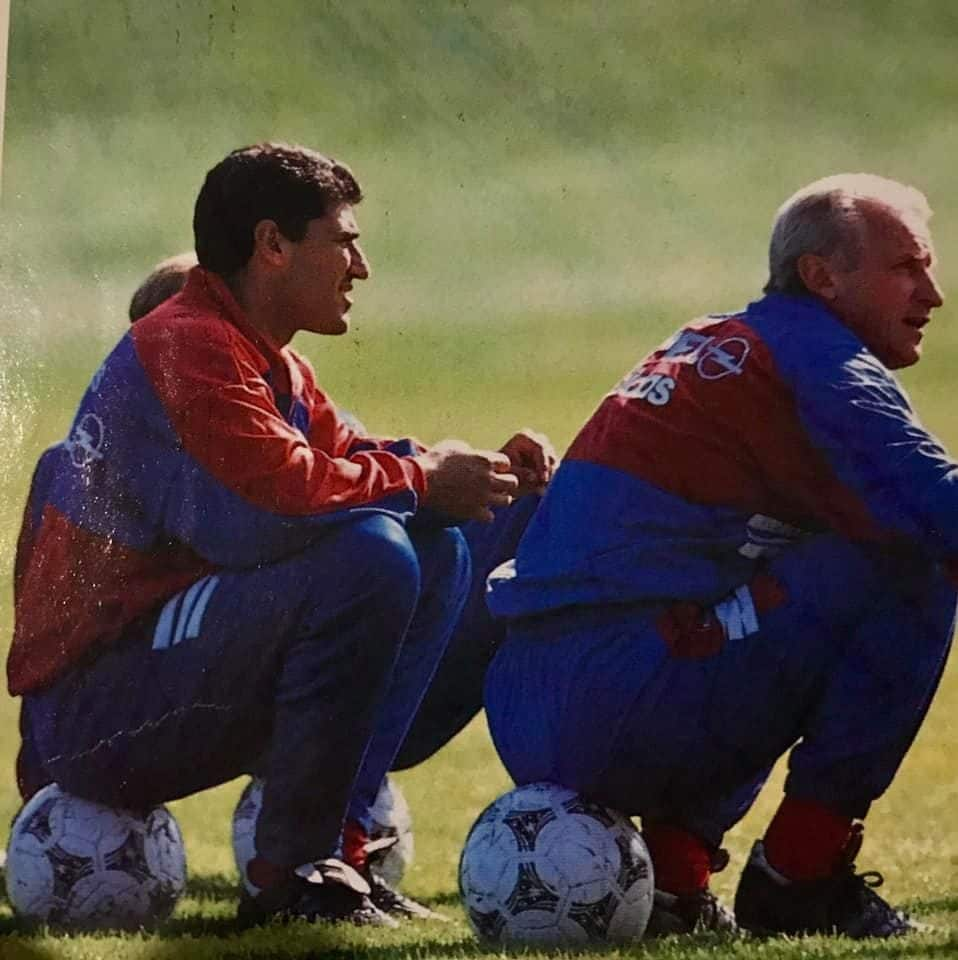 Massimo Morales insieme a Trapattoni ai tempi del Bayern Monaco.