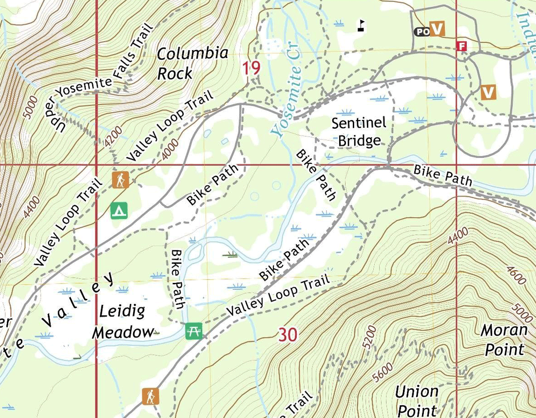 Section of the Half-Dome US Topo map. Map: USGS