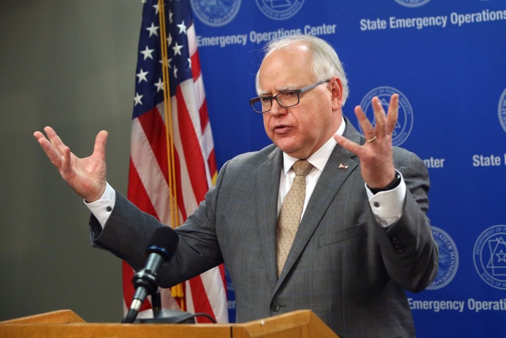 Tim Walz, 60 anni, governatore del Minnesota.