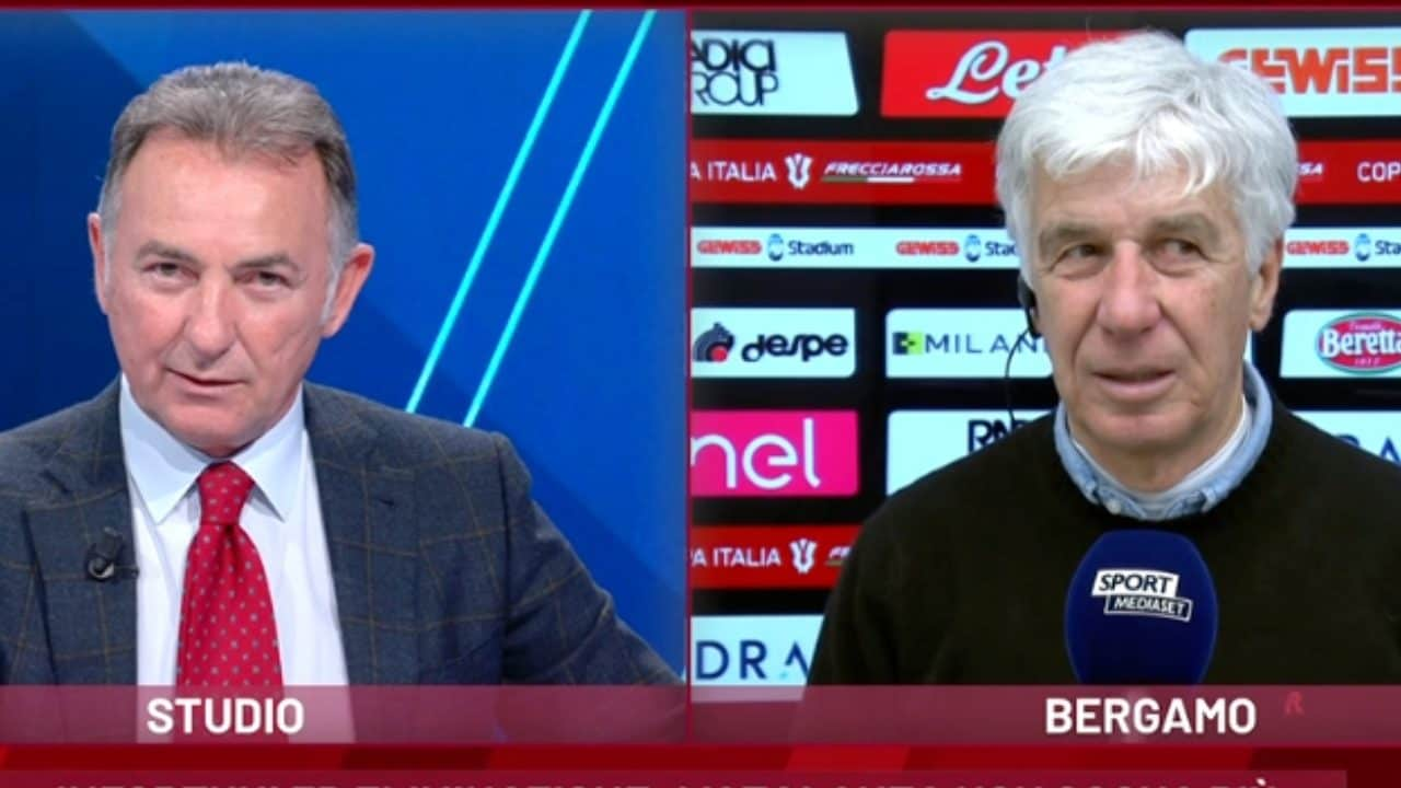 Massimo Mauro fa una domanda specifica a Gasperini a fine partita.