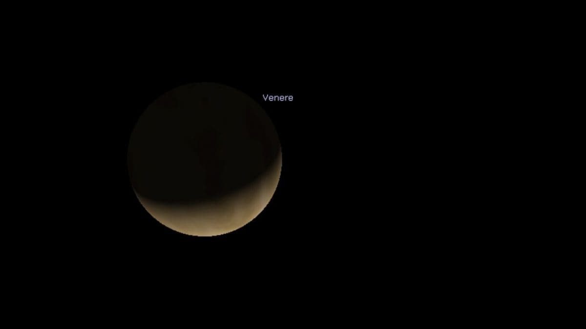 La falce di Venere visibile oggi, 17 febbraio 2025. Credit: Stellarium